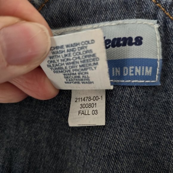 Vtg Y2K Medium Wash Wide Leg Cargo Denim Coverall Overall Small Old Navy 2003 - Picture 7 of 7